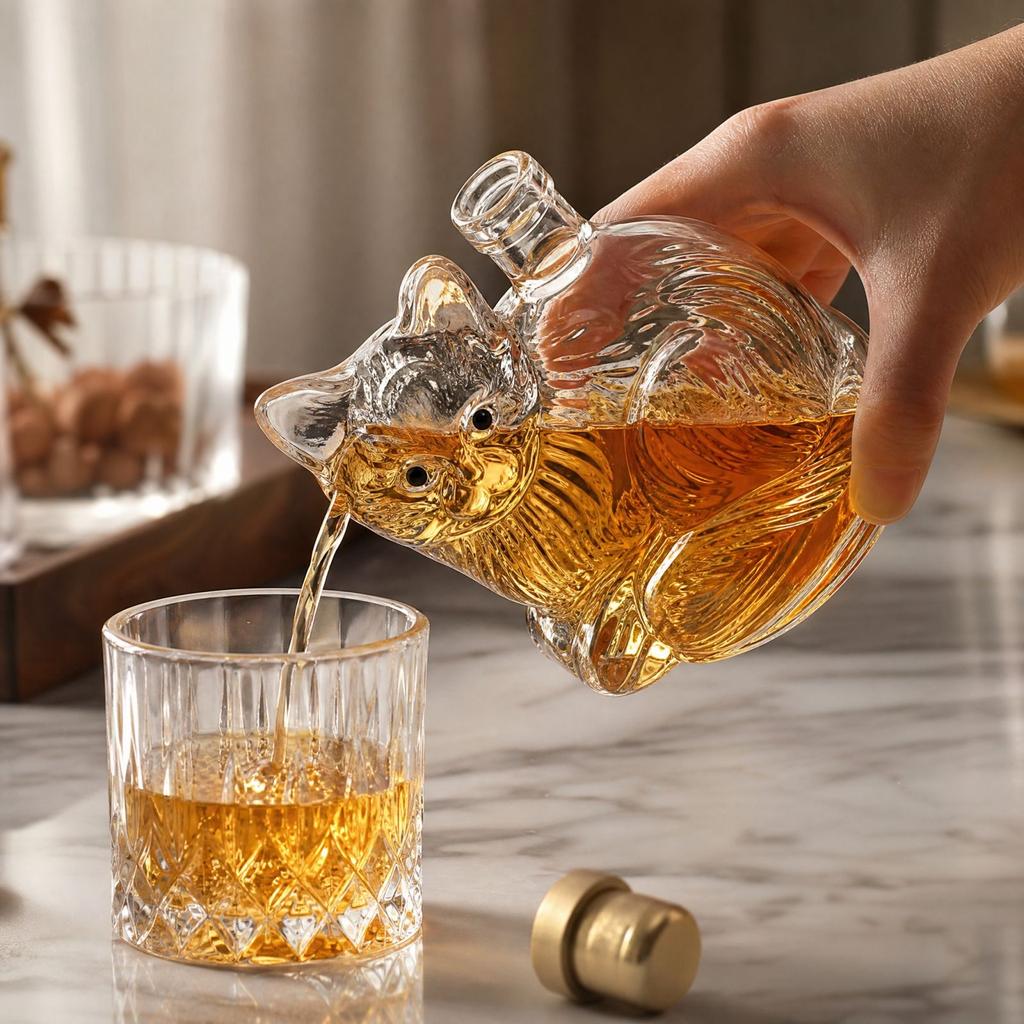 Cute -Shaped Borosilicate Glass Small Bottle for Home Bar and Gifting