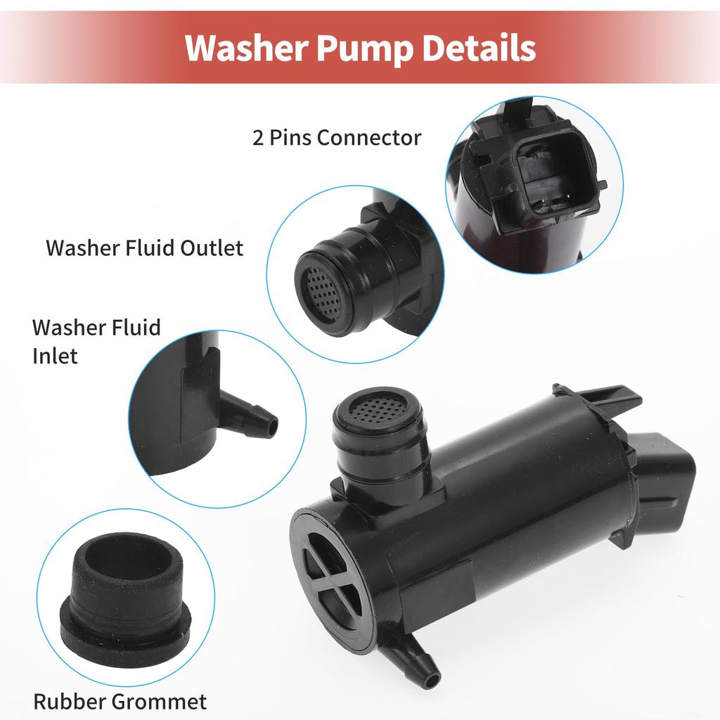 ACROPIX Windshield Washer Pump W/Grommets Windshield Washer Fluid Pump for Hyundai Compatible with Kia
