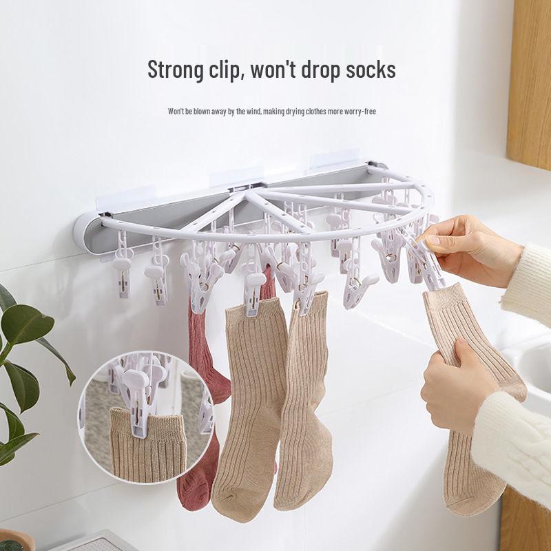 Foldable Wall-Mounted Hole-Free Clothes Drying Rack for Socks