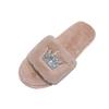 Fashion 2025 Chic Crystal Crown Fur Slippers Women Cozy Plush Pregnant Shoes Woman Pantuflas Flat Paillette Furry Slides Plus Size 36-41