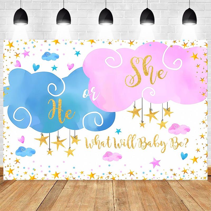 Ggender Reveal Backdrop Photocall Ggender Reveal Party Banner Background Happpy Birthday Pary Decor Kids Boy Girl Baby Shower