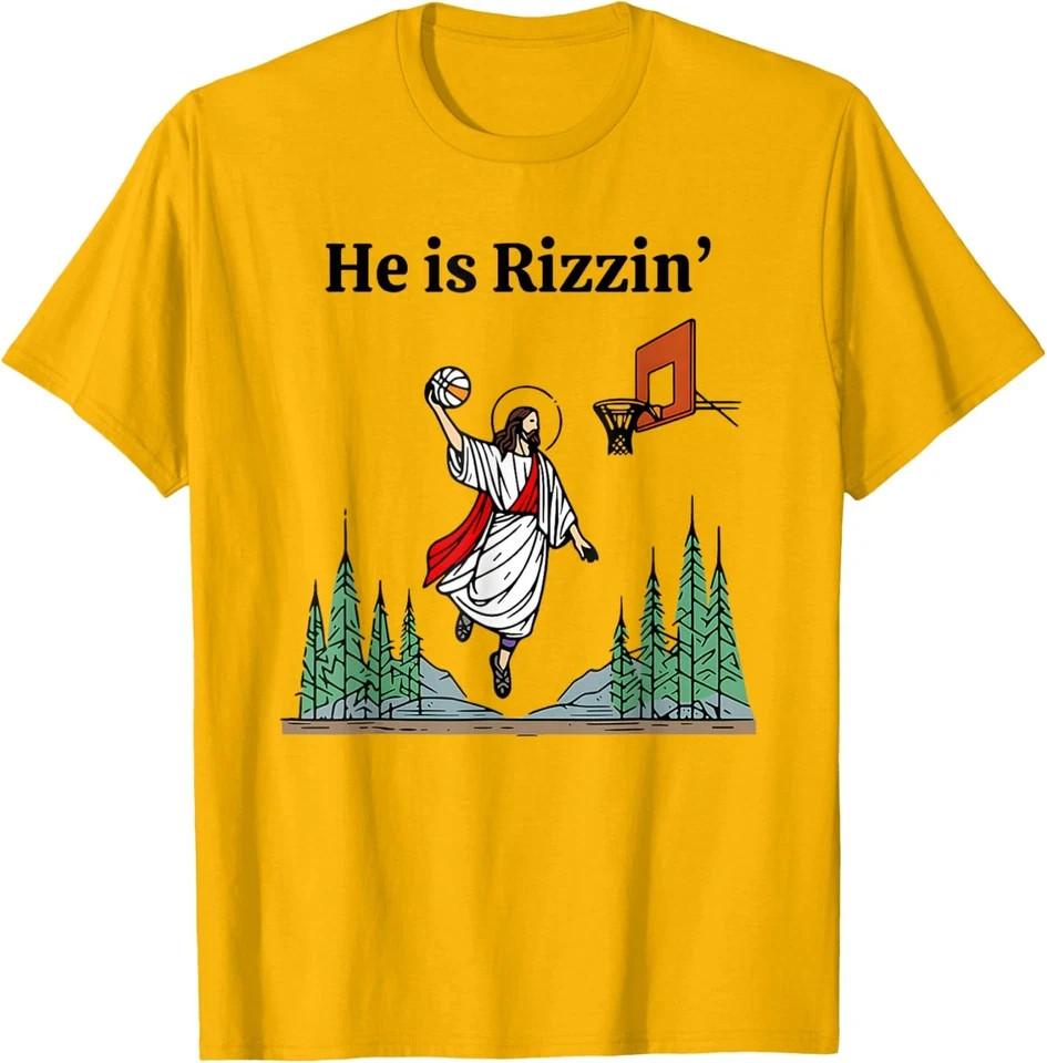 He Is Rizzin Easter Day Playing Basketball Unisex T-Shirt S разноцветный