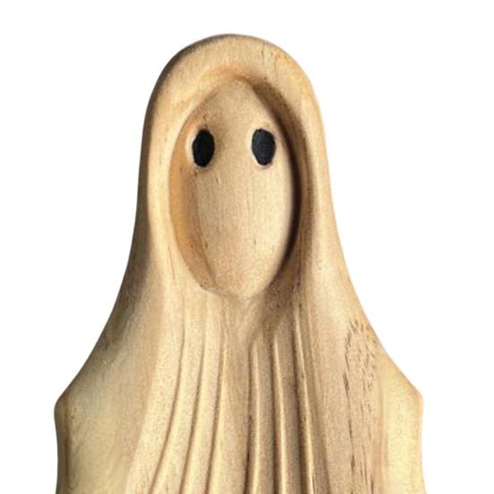 Halloween Ghost Sculpture Creepy Wood Carving Ghost Statue Figurine Table Sign Home Office Desktop Decoration Ornament