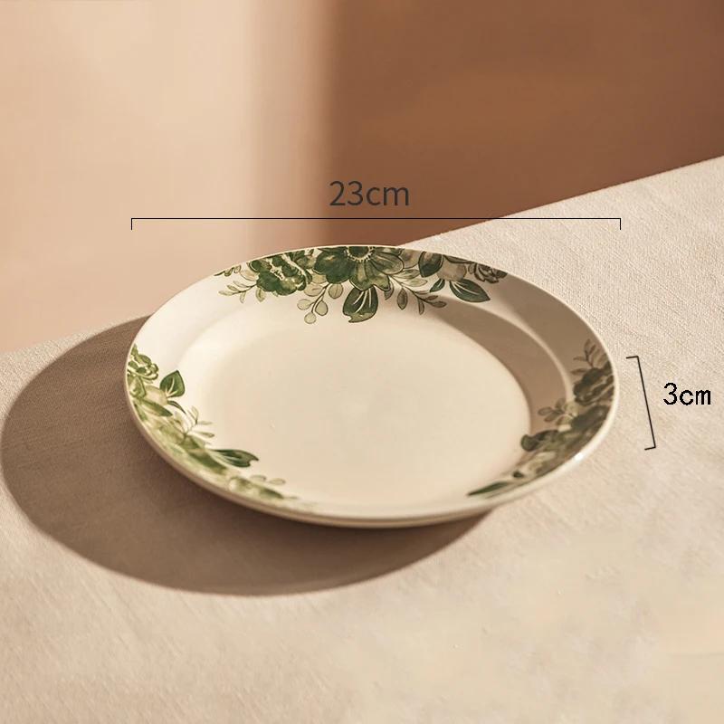 Retro Chinese Style Ceramic Plate Light Luxury Restaurant Plates Breakfast Dessert Trays Delicious Dishes Household Tableware