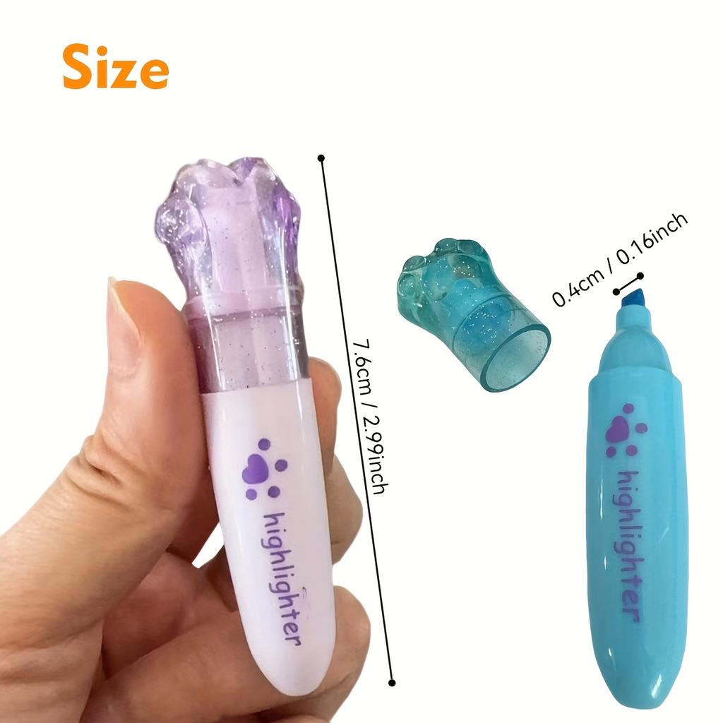 Cute Cartoon Cat Highlighter School Office Stationery Student Drawing Supplies Kawaii Ice Cream Mini Marker Pen