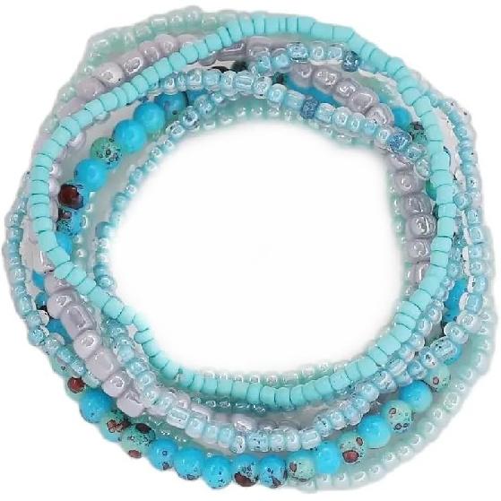 

Pingyongchang Rice Beads Crystal Fringe Bracelet for Women Boho Colorful Handmade Stackable Bead Bracelets Set Multicolor Seed Layered Stretch синій