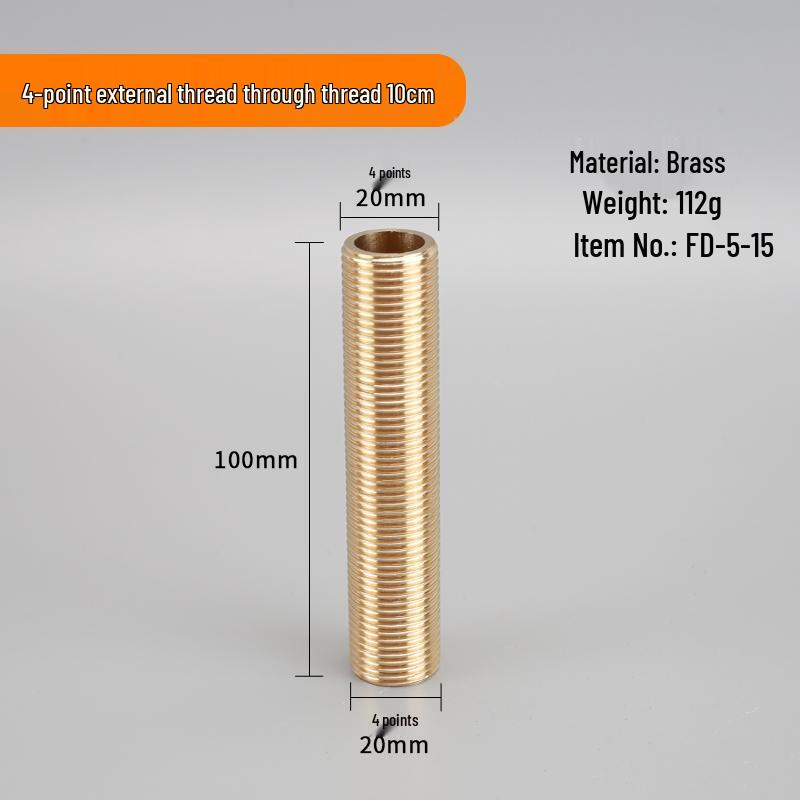 4-Point Dual Male Thread Antique Copper Pipe Extension Connector with Double Female Connection.