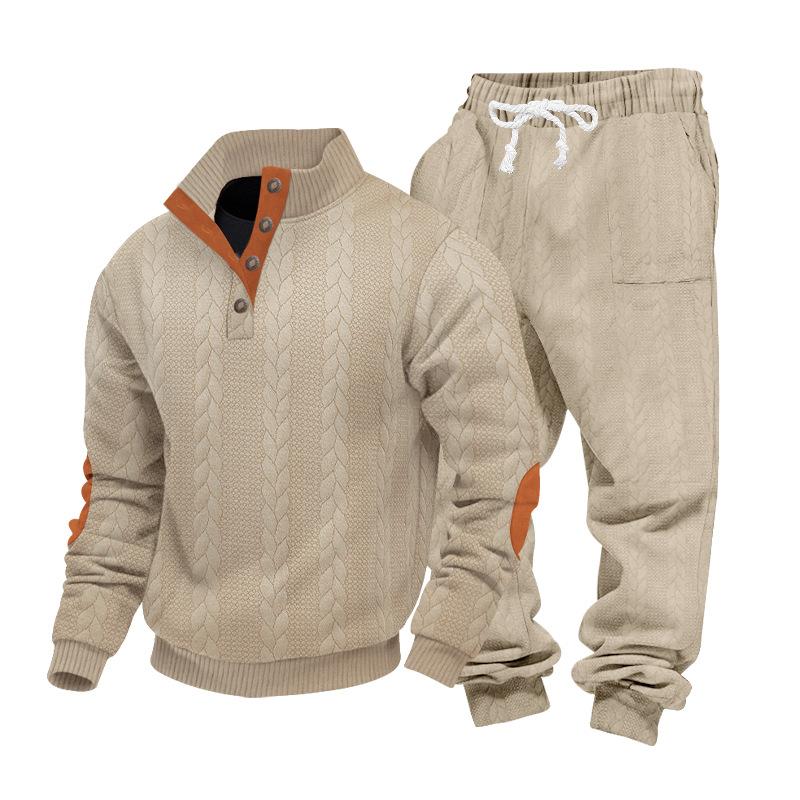 

Men s Grey Knit Sweater & Jogger Set with Orange Accents - Casual Sporty Outfit for Modern Lifestyle 3XL