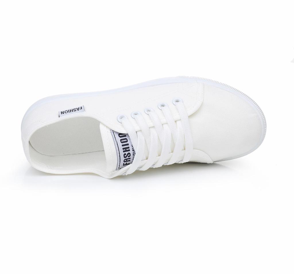 Women's White Lace-up Canvas Shoes - Soft, Breathable, Casual All-Match Sneakers for Spring and Autumn