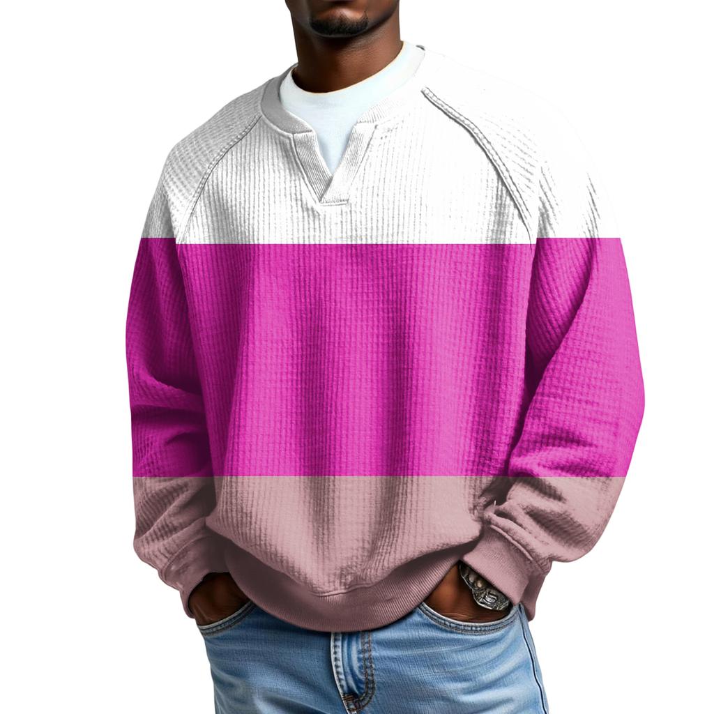 Herrfritidshuva Utomhus V-hals Vågmönster Långärmad