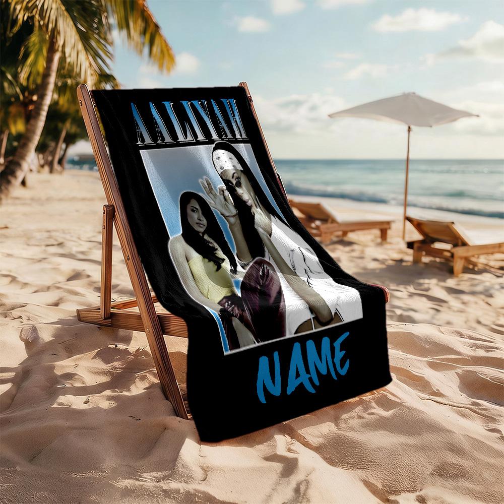 Aaliyah's Fashion Icon Customize Text Beach Towel Super Soft & Absorbent Portable for SwimmingBeachCamping Travel Beach AccessoriesGym