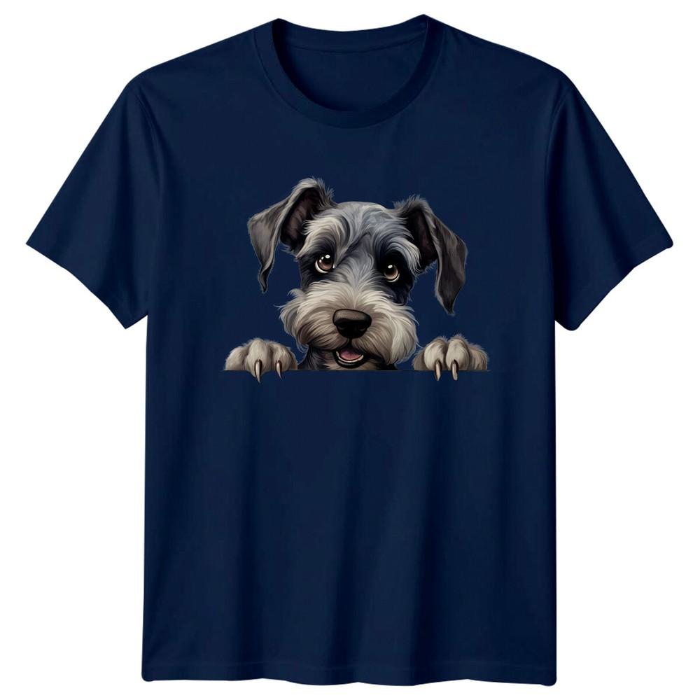 Cute Schnauzer Dog Peekaboo TShirt Pet Lover Graphic Tee