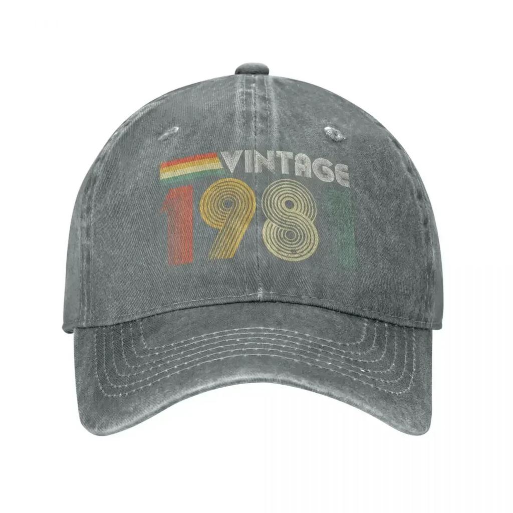 Vintage 1981 Birthday Gift Unisex Baseball Cap Distressed Washed Caps Hat Classic Outdoor All Seasons Travel Gift Snapback Cap