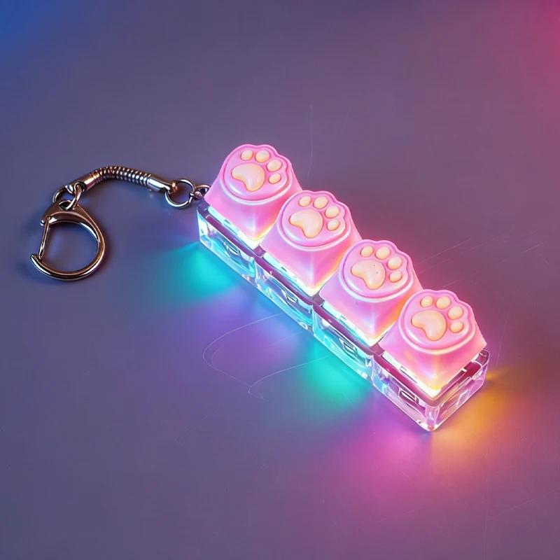 LED Tastatur Schlüsselanhänger Fidget Spielzeug Kristall Klicker Sensorisches Spielzeug zum Stressabbau Tastatur Schlüsselanhänger Fidget Gadget für Erwachsene Kinder