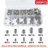 100/200pcs 304 Stainless Steel Hex Socket Socket Set Flat End Set Screw