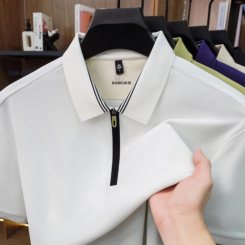 Men's Trendy Breathable Zippered Lapel T-shirt - Short-Sleeve Casual Top