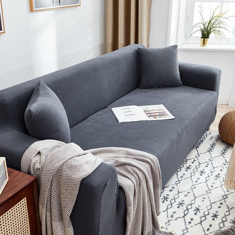 Sofa Cover Fully Wrapped Solid Color Elastic Sofa Cushion Thick Corn Fleece Four Seasons Universal Living Room Corner Cushion for Home