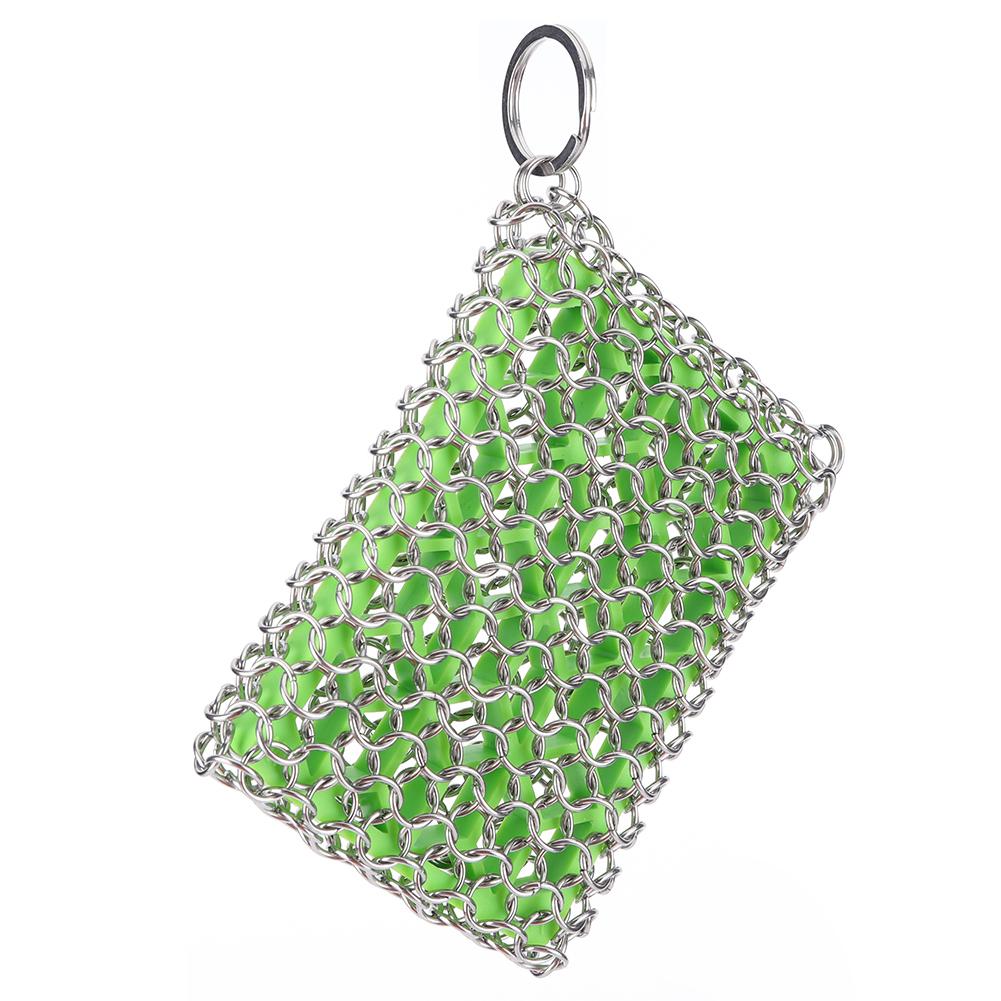 Cast Iron Cleaner with Hanging Ring Chainmail Scrubber Stainless Steel Pot Pans Cleaning Scrubber for Griddle Skillet Dutch Oven