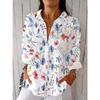 Women's Shirt Ruched Floral Graphic Elegant Vacation Stylish 3/4 Length Sleeve Shirt Collar Crop Tops Casual