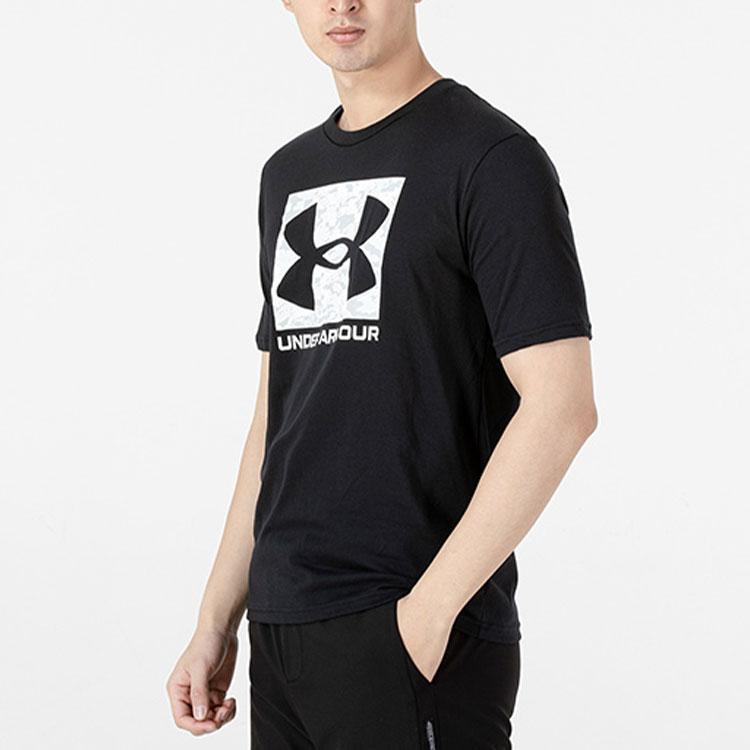 Under Armour Big Logo Print Short Sleeve Training T-Shirt Men Tops Black 1361673-001