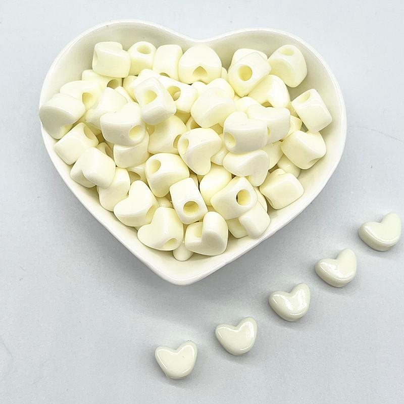 30pcs 11mm Candies Colour Big Hole Heart-shaped Acrylic Loose Spacer Beads for Jewelry Making DIY Accessories
