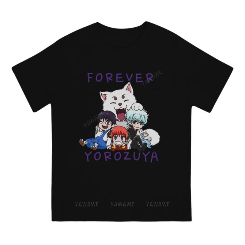 Unisex Forever Yorozuya T Shirts Gintama Kagura Anime Cotton Tops Casual Short Sleeve Crew Neck Tees Summer TShirts
