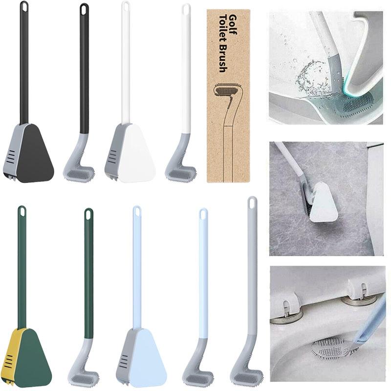 Golf Toilet Silicone Brushes With Holder Setclose Bathroom Cleaning Soft Tools
