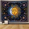 Boho Sun and Moon Tapestry, Colorful Celestial Starry Sky Mandala Print Wall Hanging for Bedroom Living Room Dorm Decor