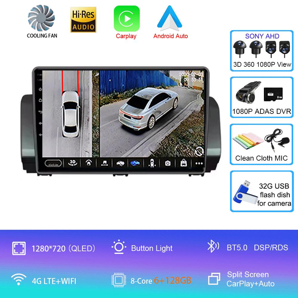 For Renault Sandero 2021 Car Radio Stereo Multimedia Video Player Navigation GPS CarPlay SWC 9" IPS DSP WIFI BT Android 14 Auto