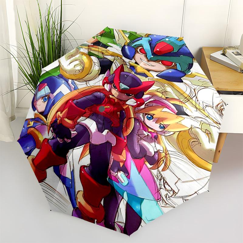 

1pc Megaman Automatic Opening/Closing Outdoor Umbrella with 3-Fold Design, Featuring 8-Rib Iron Frame - Perfect for Fans, Travelers, Daily Use, a
