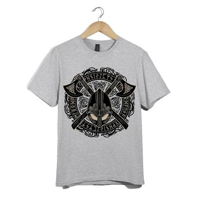Wikinger Krieger Helm T-Shirt Unisex Nordische Rune Äxte Nordische Mythologie Grafik T-Shirt