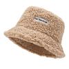 Women Lamb Bucket Hat Autumn Winter Thicken Plush Wool Warm Flat Top Fisherman Hats Outdoor Windproof Panama Bowl Beanie Caps