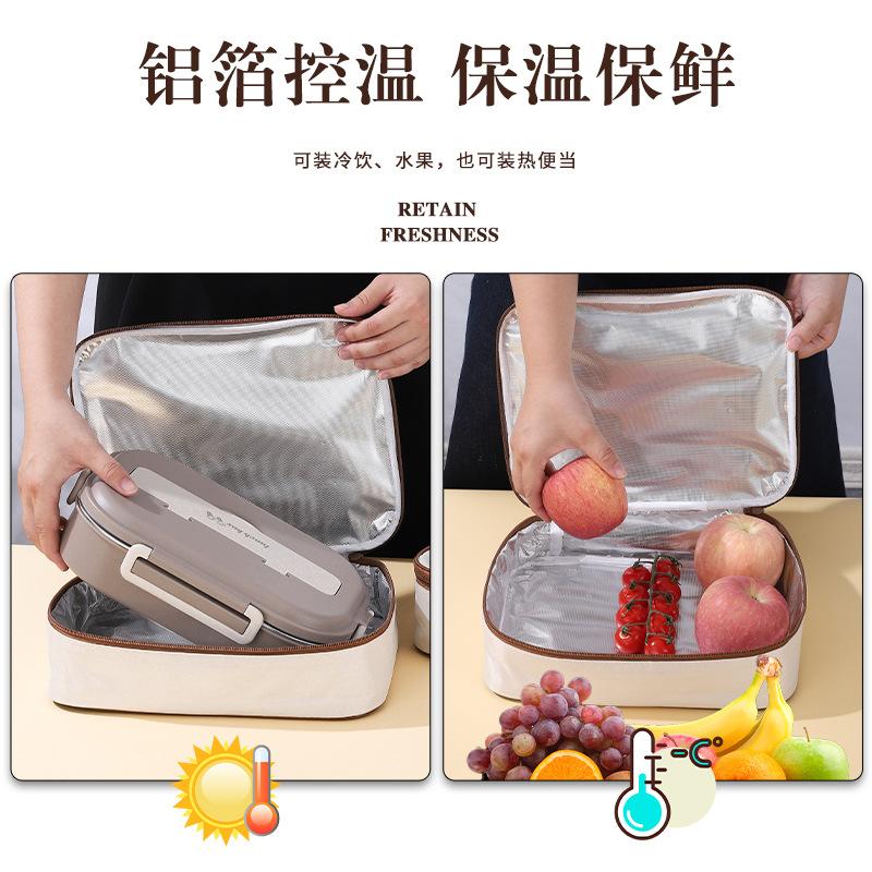 Bolsa Térmica para Fiambrera Papel de Aluminio Rectangular Redonda Gran Capacidad Bolsa Térmica Portátil Bolso Bento para Mujer Niños Bolsa Refrigeradora