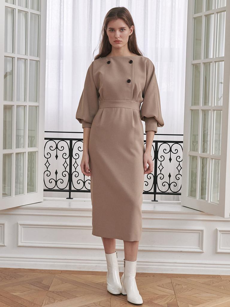 Nub Raglan Double Dress - Beige