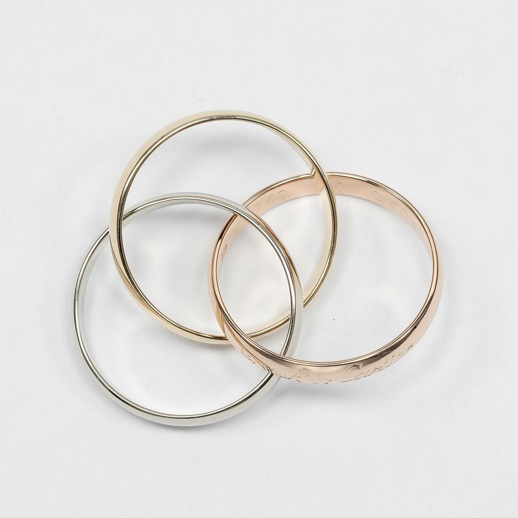 CARTIER Trinity Ring 0.1" band K18 Gold (YGxPGxWG) #7.4(US Size) 7.83g Women Used