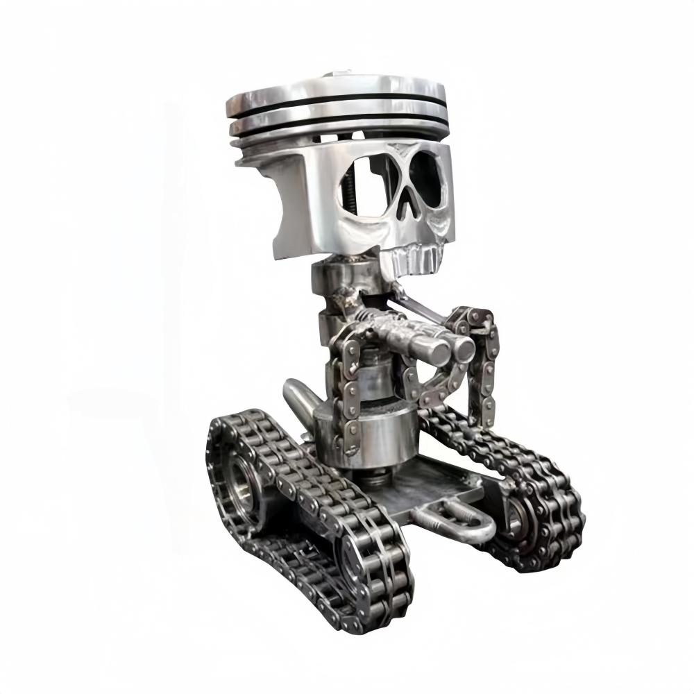 Scultura Teschio Faccia Piston Scultura Meccanica Punk Resina Statuetta Arte Ornamenti Creativi Divertenti Ufficio Casa Tavolo Decorazioni