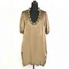 CROON A SONG/Silk 100% Knee-Length Short Sleeve Dress/S/1/Brown/Lace/Frill
