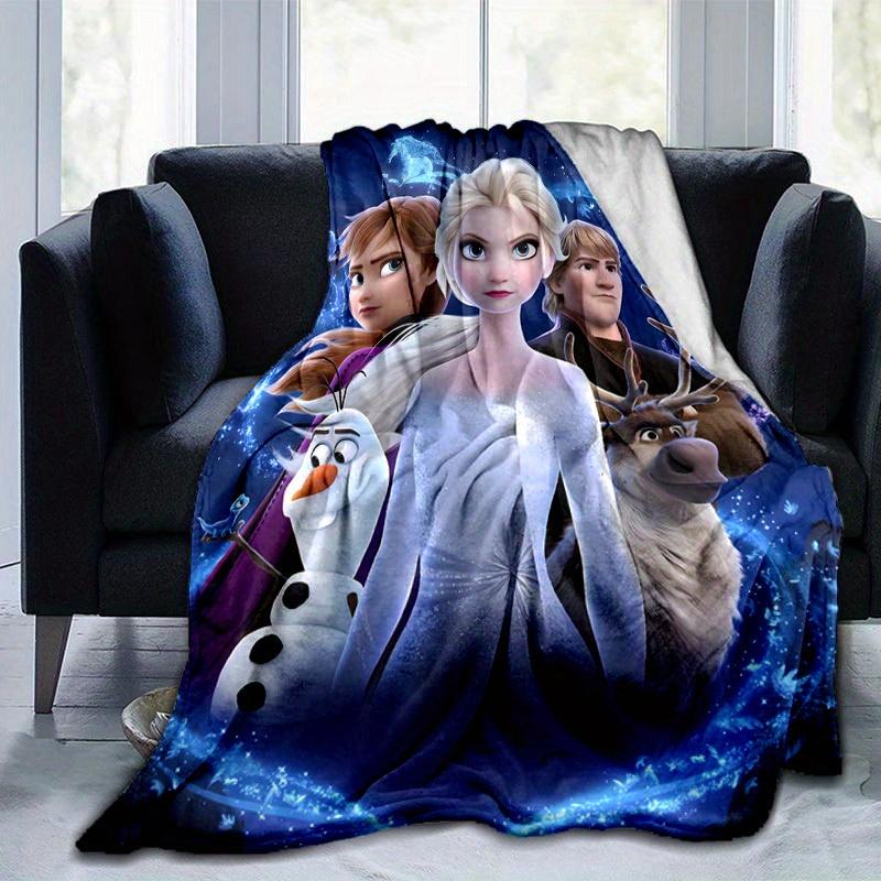 1PC Frozen Elsa & Friends Winter Wonderland Throw Blanket, Seasonal Decorative Blanket, Soft Flannel Throw Blanket, Living Room, Travel, Cam