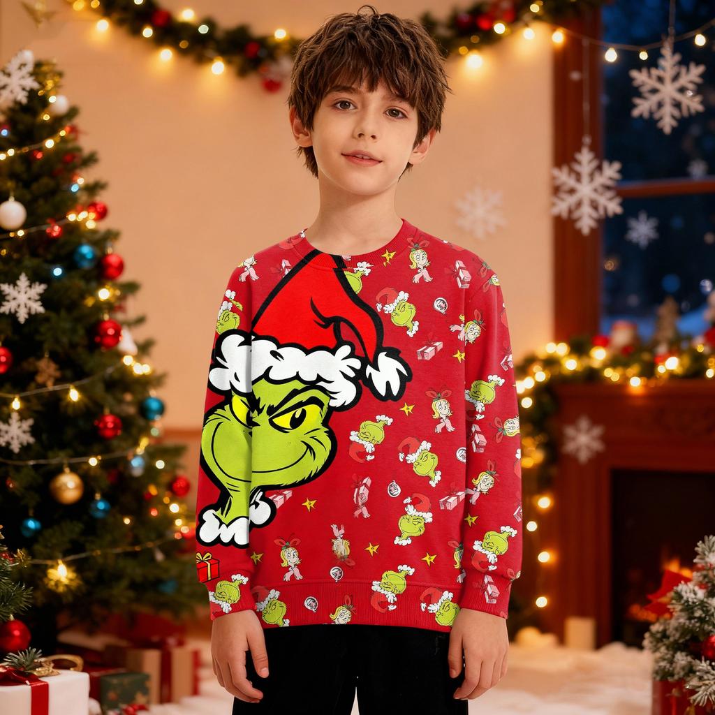 Pulover de Crăciun Băieți Fete Urât Crăciun Cămașă Crăciun Crewnek Copil mic Mânecă Lungă Pulover Ținută Topuri