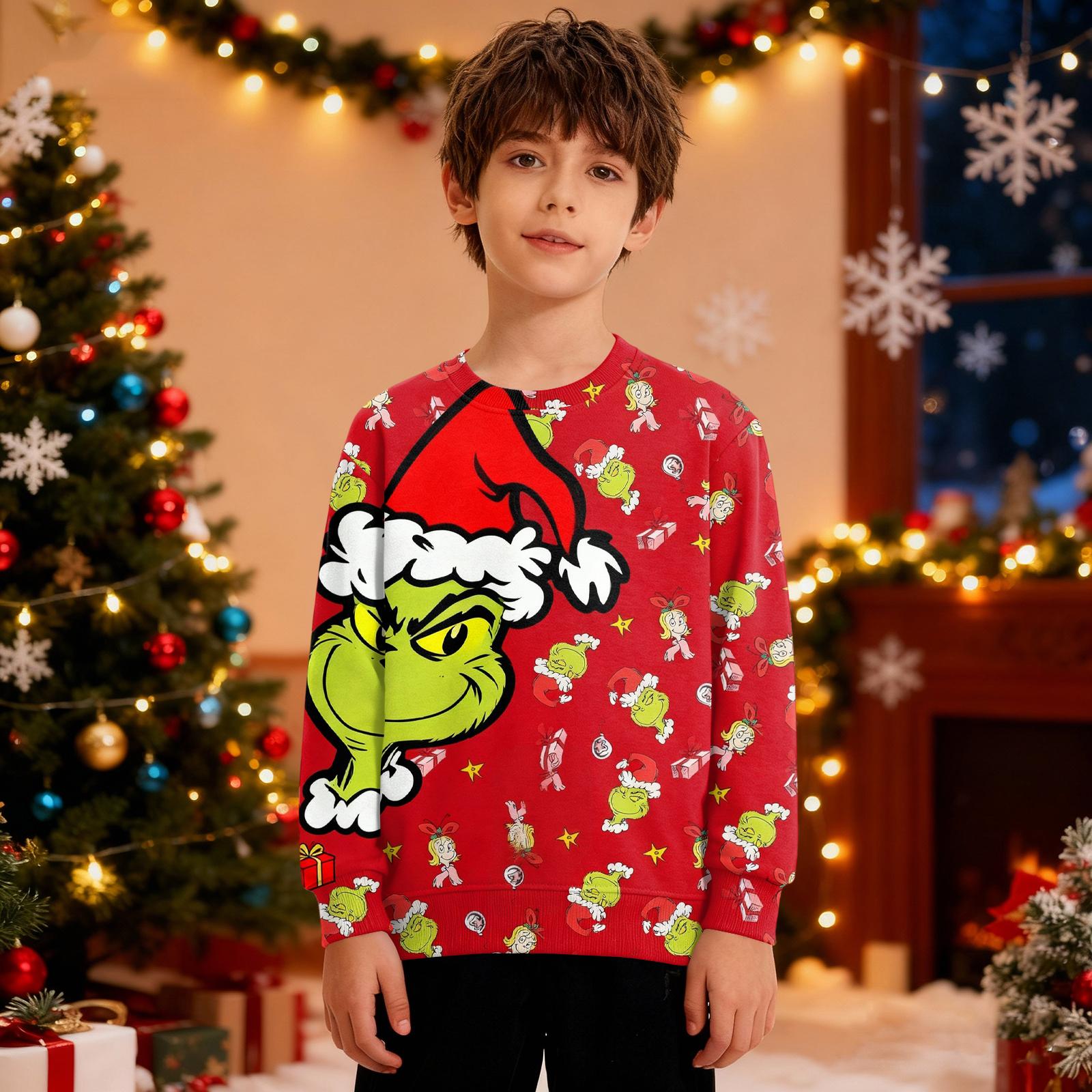 

Рождественский свитшот для мальчиков и девочек, уродливая рождественская футболка, свитшот с круглым вырезом, для малышей, с длинным рукавом, пуловер, наряд, топы 100 киноварь