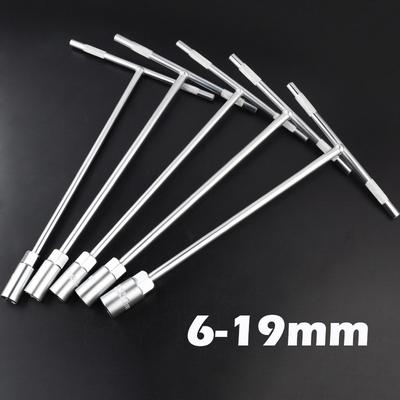 Llave de vaso tipo T de 6-19 mm Destornillador de mecánico Juego de vasos de reparación Herramientas de taller mecánico para automóviles Llave hexagonal Herramientas manuales Llave de tuercas
