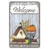D Flat Metal Sign Vintage Welcome Garden Tin Sign Set Rustic Home Decor Butterfly Flower Watering Can Wall Art