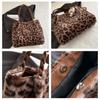 Leopard Print Plush Bucket Bag for Women 2026 New Fashionable Chain Shoulder Crossbody Purse