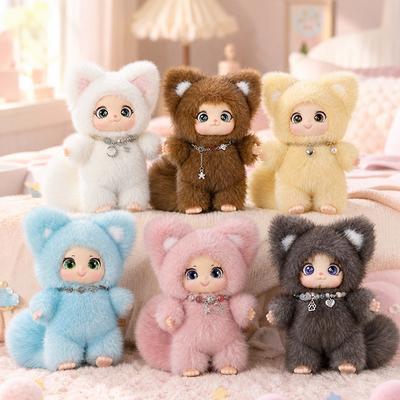 19cm New Cute Family Fox Plush Pendant Kawaii Animals Vinyl Face Plush Toy Premium Doll Enthusiasts Kids Hang Bag Decor