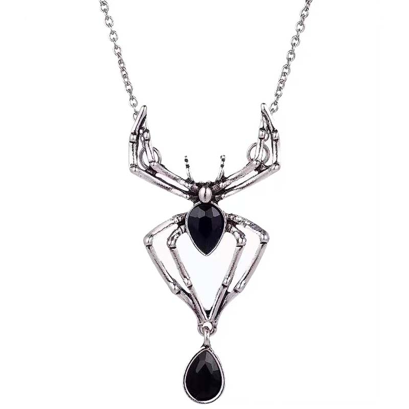 Gothic Crystal Spider Necklace For Women Girl Punk Accessories Halloween Jewelry Vintage Goth Choker Collar insect Necklaces