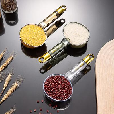 Nová odměrka s dlouhou rukojetí s klipem na kávu Roztomilá naběračka na rýži, mouku, pečení, krmení zvířat, psa, kočku