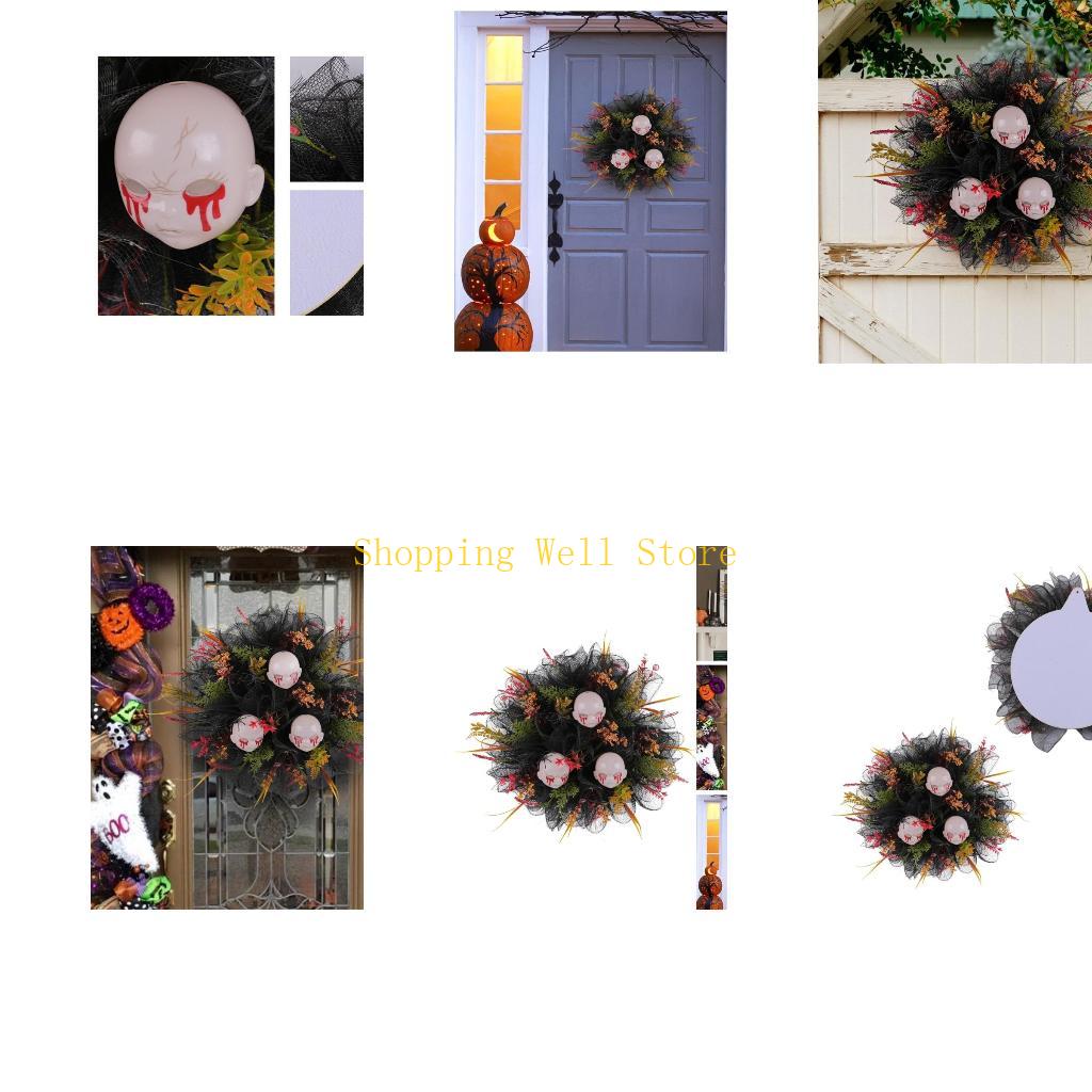 KX4B Halloween Skull Wreath Artificial Wreath with Skull for Front Door, Garden, Window, Halloween Party Decorations China Mainland