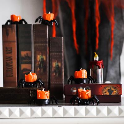 Gotische Spinnenlicht-Ornament-Simulation Halloween-Ambiente Dekorative Requisiten für Schreibtisch, Regal, Nachttisch