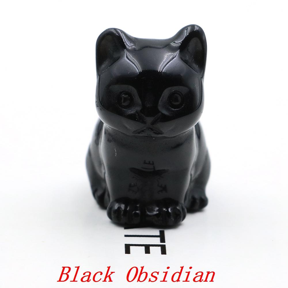 1.5" Various Crystal Energy Stones Carved Cats Rose Quartz Kitten Figurine Natural Gemstone Mini Sitting Cat Chakra Homome Decor