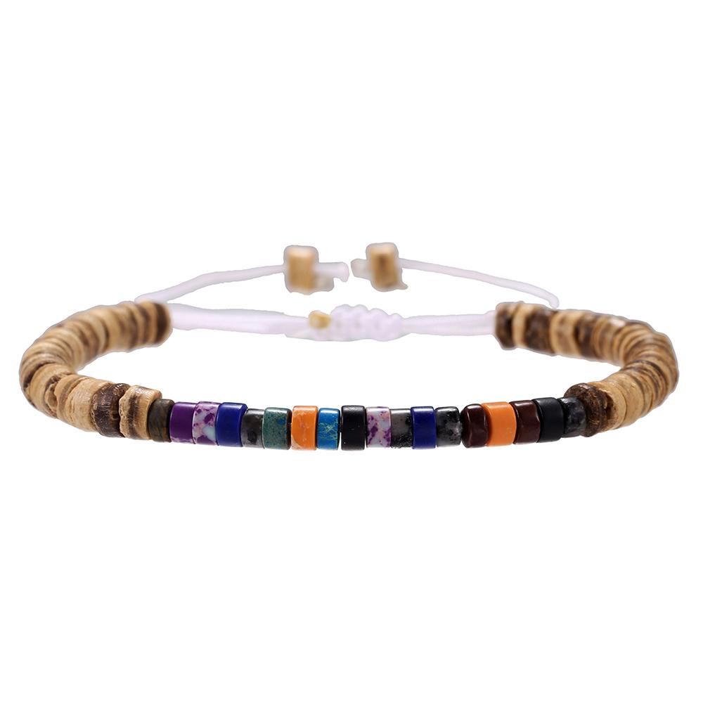 Kokosnussholz Perlenarmband Elastisch Türkis Stein Perlenarmbänder für Männer und Frauen Handgefertigt Stapelbare Holz Stretcharmbänder